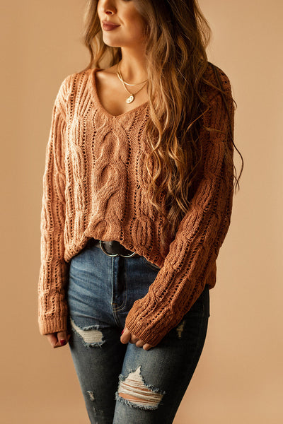 Falling Slowly Chenille Knit Sweater (Light Mocha)