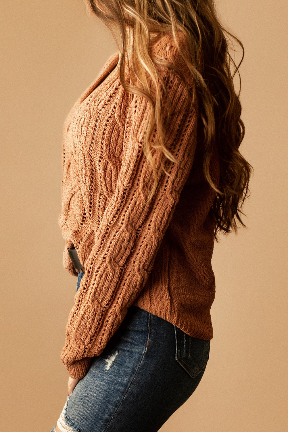 Falling Slowly Chenille Knit Sweater (Light Mocha)