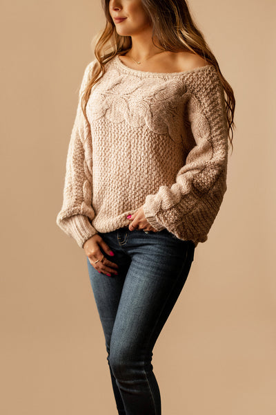 Pretty On Point Knit Sweater (Light Beige) | FINAL SALE