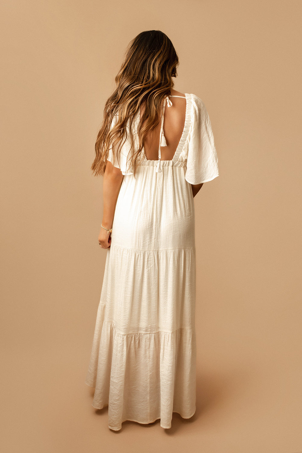 Best Days Open Back Linen Maxi Dress (Ivory)