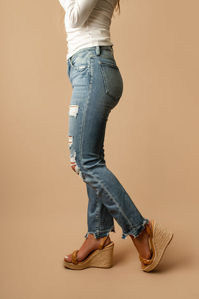 Selena Distressed Straight Leg Jeans