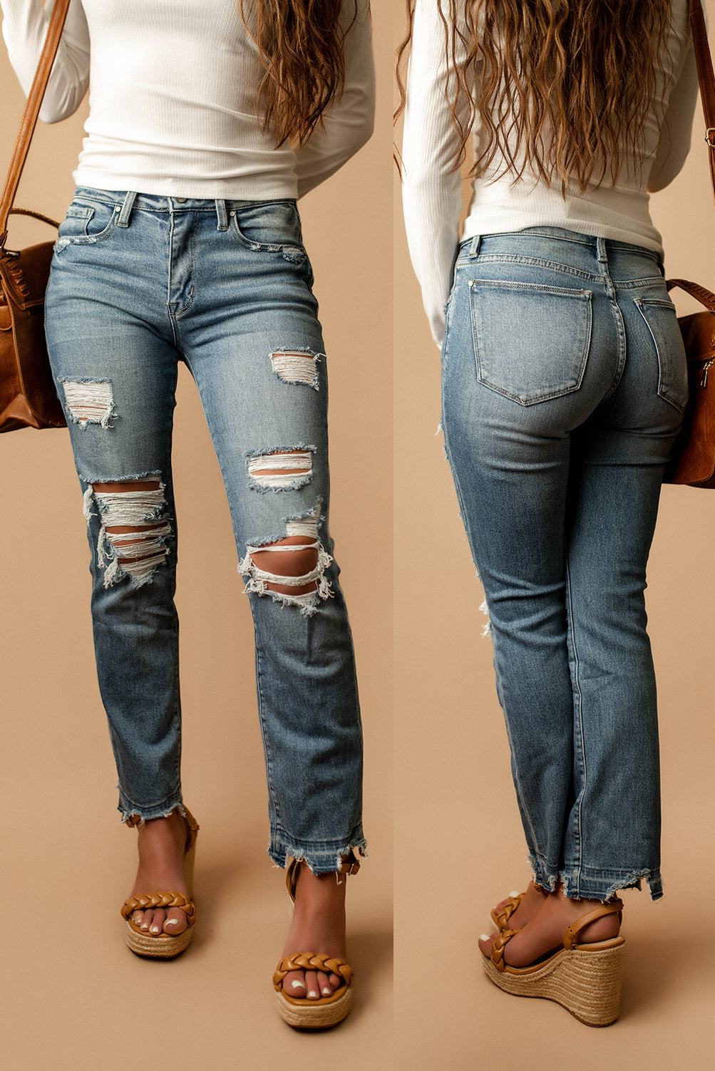 Selena Distressed Straight Leg Jeans