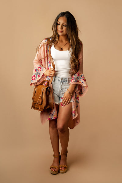 Fell For You Floral Kimono (Pink) | FINAL SALE