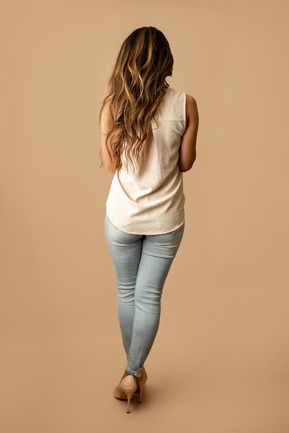 Brooklyn Sleeveless Top (Sand)