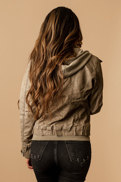 Jesse Hooded Faux Leather Jacket (Grey) | FINAL SALE