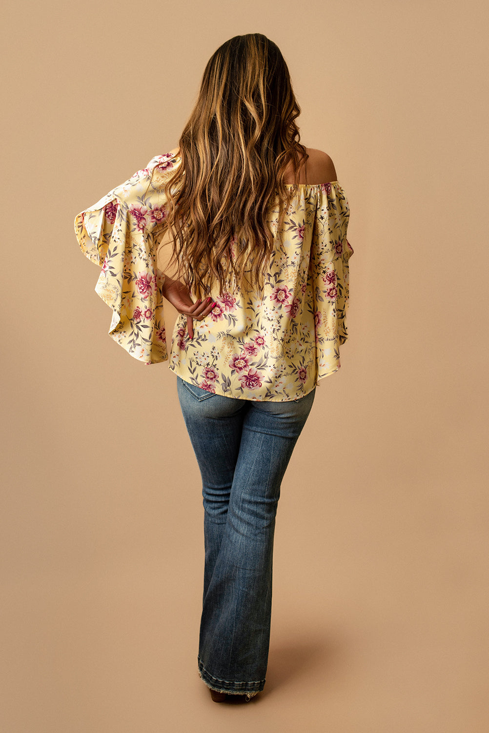 See You Then Bell Sleeved Floral Blouse (Yellow)