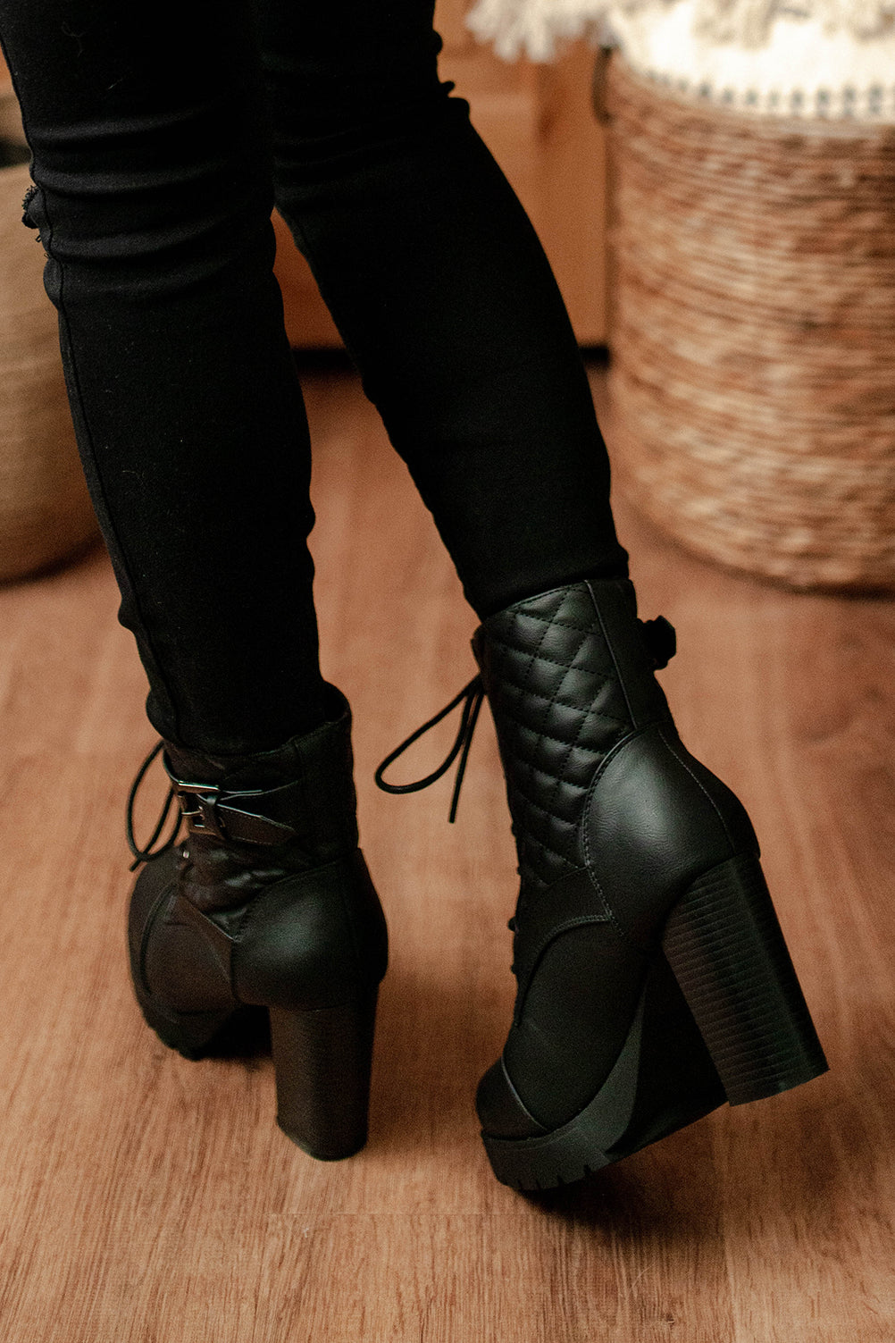 High heel outlet combat booties