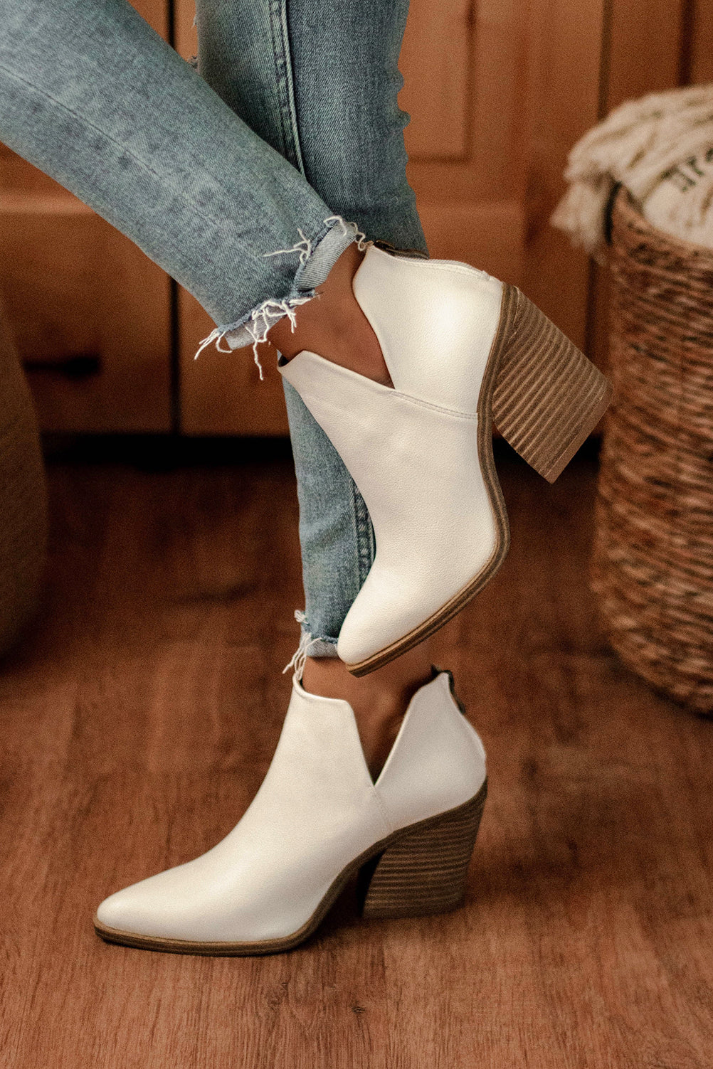 Alexa White Ankle Booties