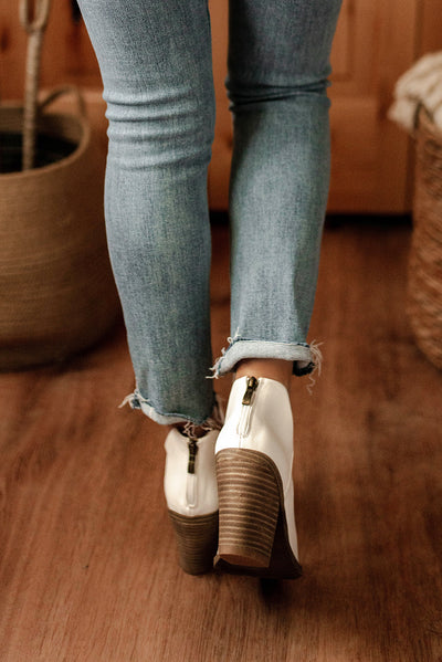 Alexa White Ankle Booties