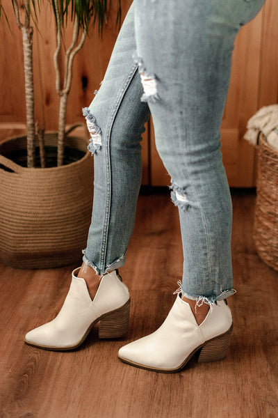 Alexa White Ankle Booties