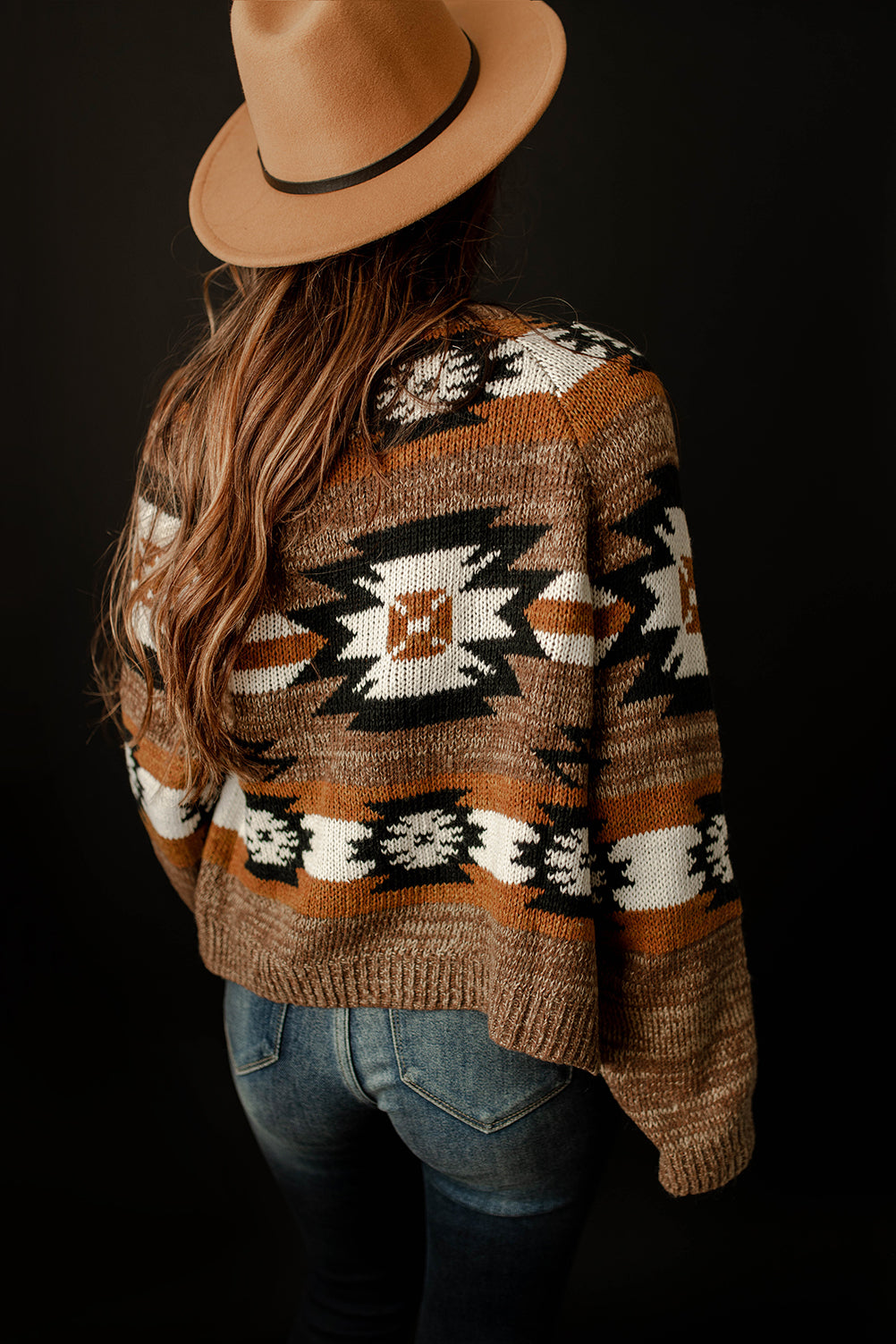 Deja Vu Southwestern Print Cardigan (Mocha)