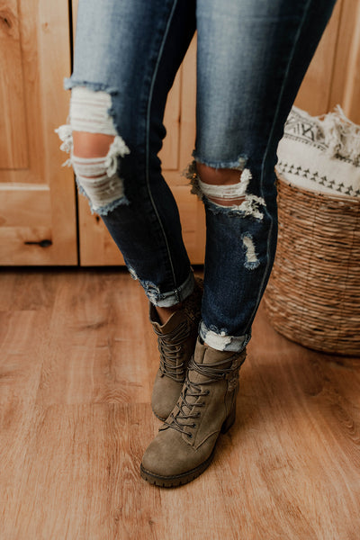 Jackson Sherpa Cuff Lace Up Booties