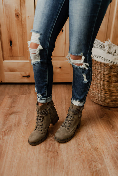 Jackson Sherpa Cuff Lace Up Booties