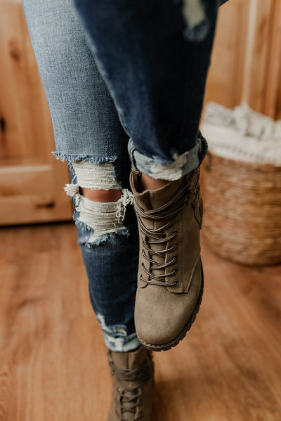 Jackson Sherpa Cuff Lace Up Booties