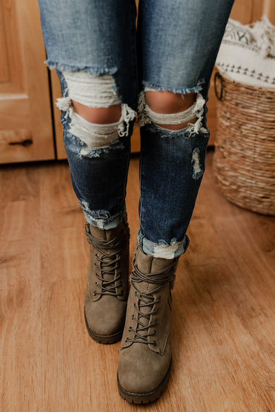 Jackson Sherpa Cuff Lace Up Booties