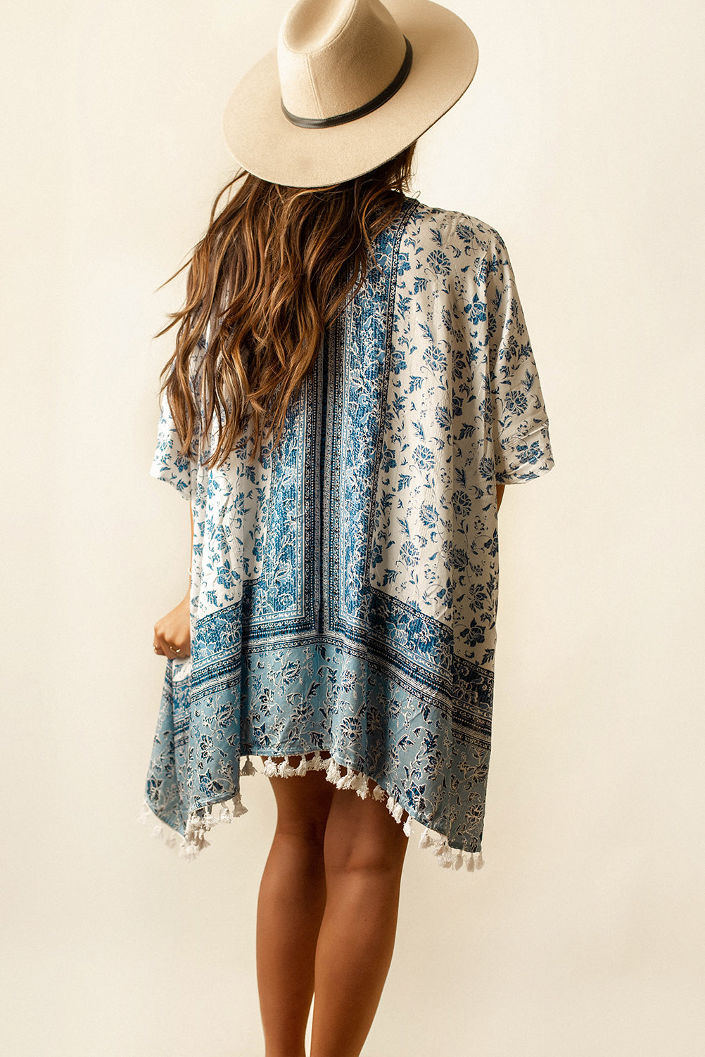 Living For It Kimono (Blue + White)