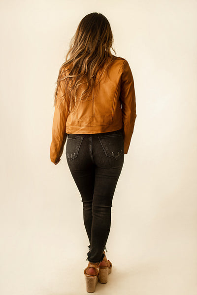 Cold Hearted Faux Leather Jacket (Cognac)