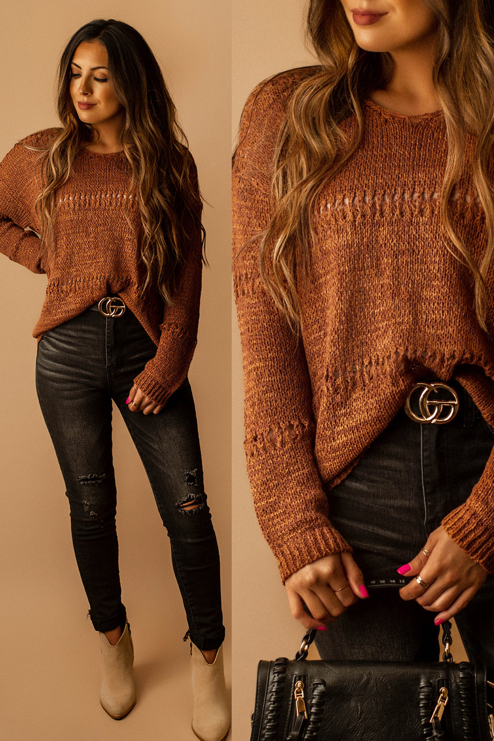 Leaves Are Falling Knit Sweater (Rust)