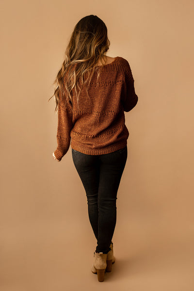 Leaves Are Falling Knit Sweater (Rust)