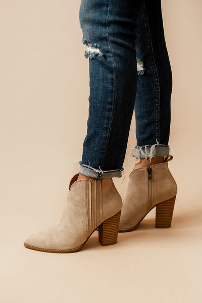 Sandstone Suede Booties (Taupe)