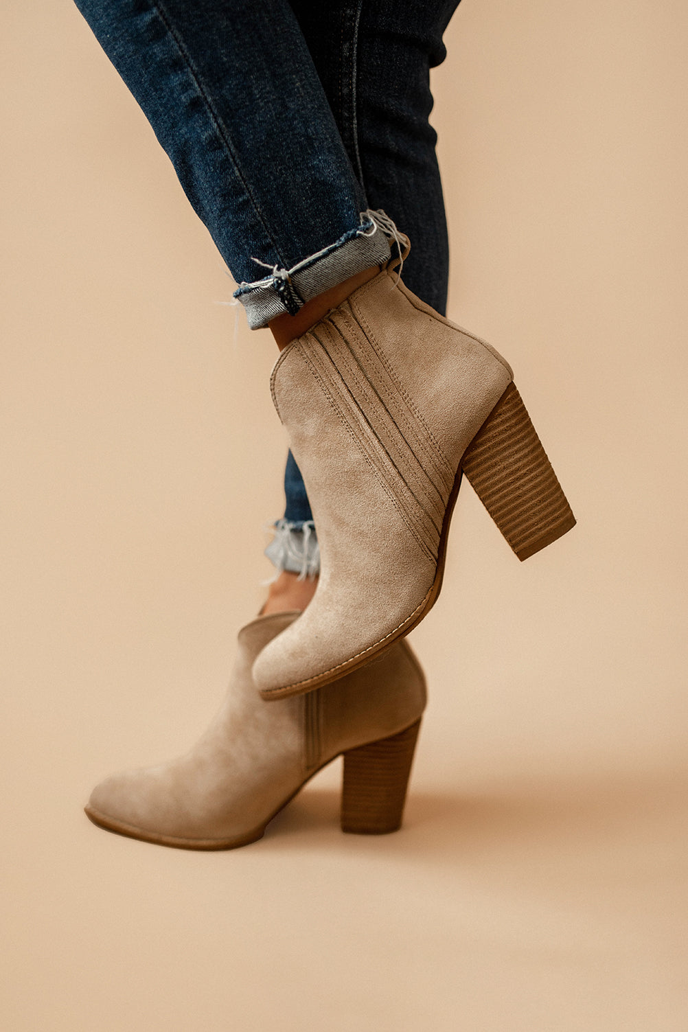 Sandstone Suede Booties (Taupe)