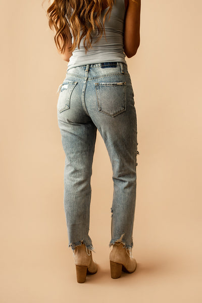 Sophia Distressed Straight Leg Mom Jeans | FINAL SALE