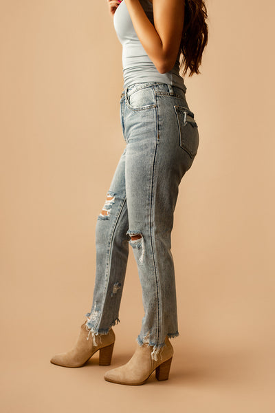 Sophia Distressed Straight Leg Mom Jeans | FINAL SALE