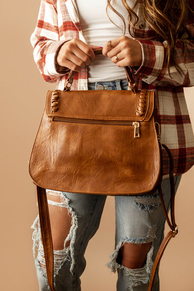 Tribeca Braided Saddle Bag (Cognac)