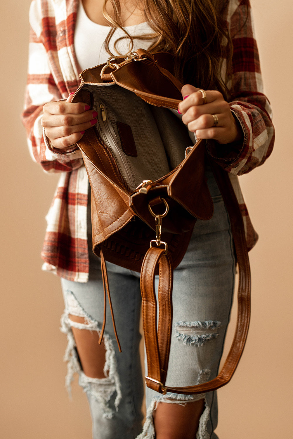 Tribeca Braided Saddle Bag (Cognac)