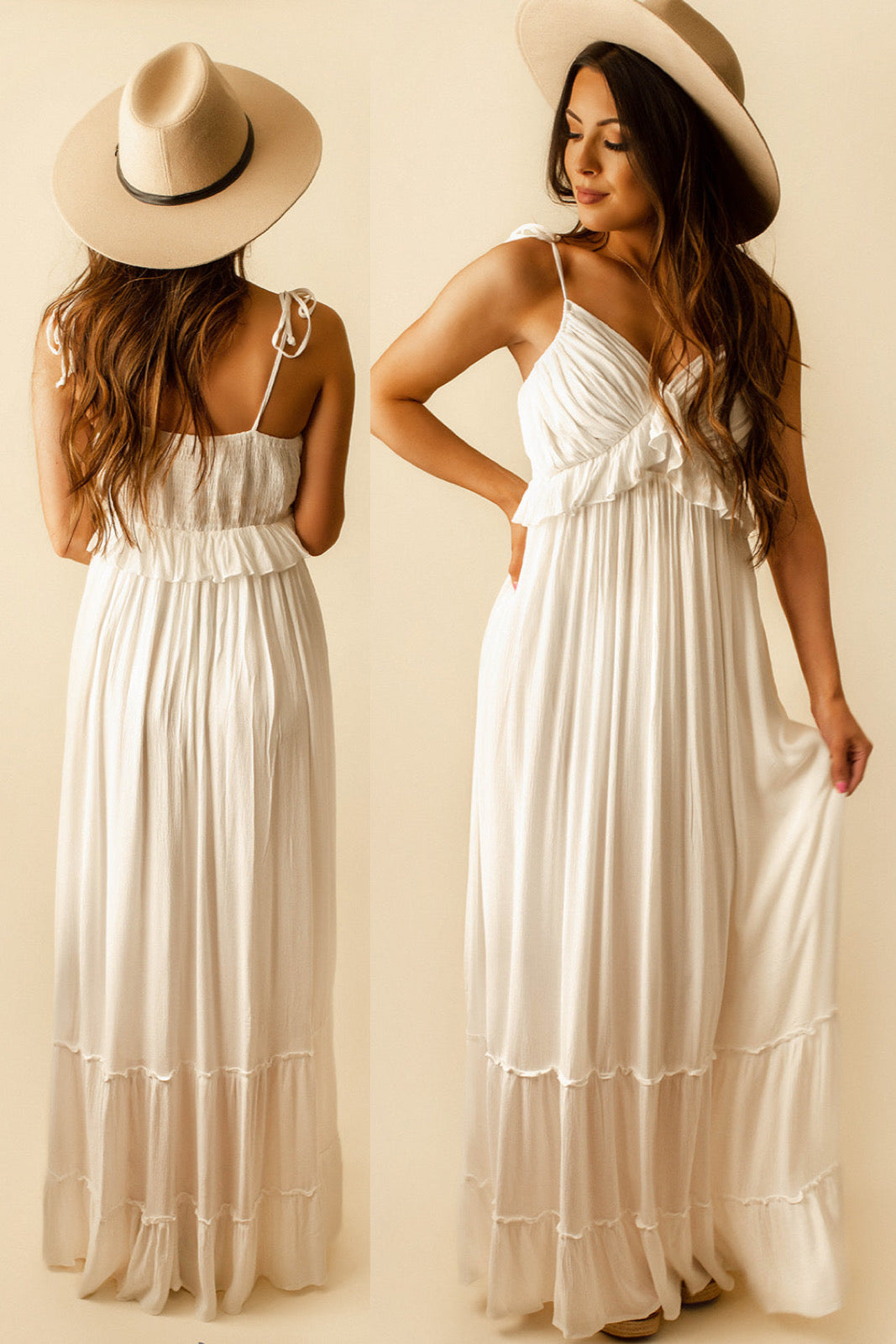 Keep Our Secrets Maxi Dress (Ivory) | FINAL SALE