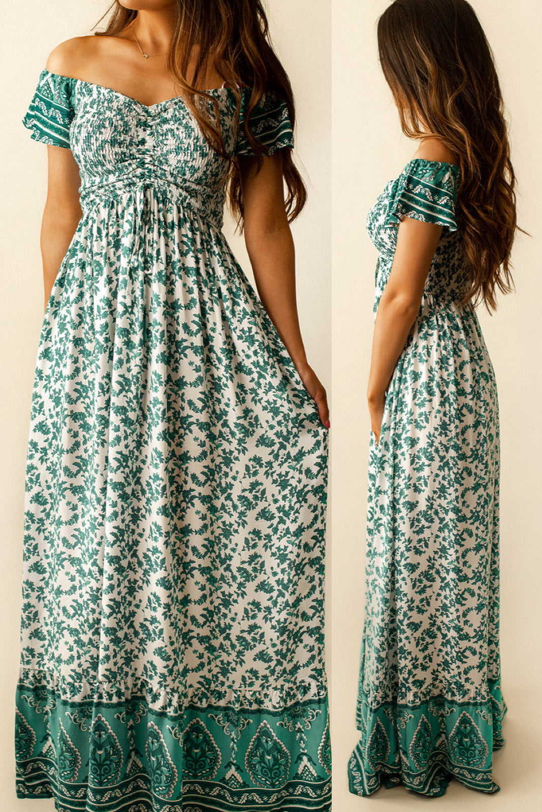 Sweet Escape Floral Maxi Dress (Teal)